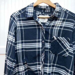 Abercrombie & Fitch Womens Blue White Plaid Flannel Shirt Soft Button Down Top M